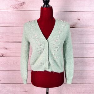 Zara Sweater Crop Cardigan Embellished